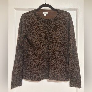 J. Crew Animal Print Crew Neck Teddie Sweater